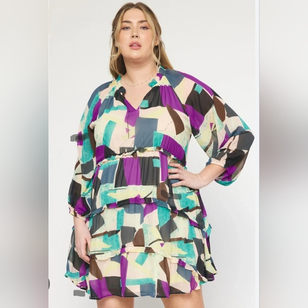 Entro Multicolor Abstract Dress